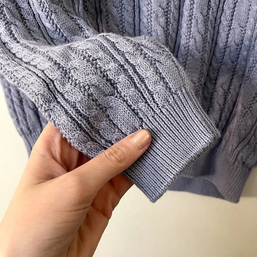 NWT Lord and Taylor cotton sweater blue knit turtleneck top padded shoulders - Image 8