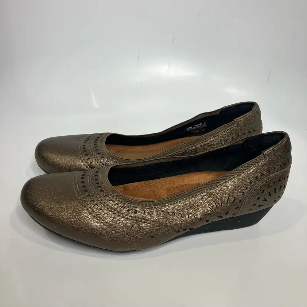 Rockport bronze leather Judson perf wedge pump size 8.5‎ Gold - Image 4