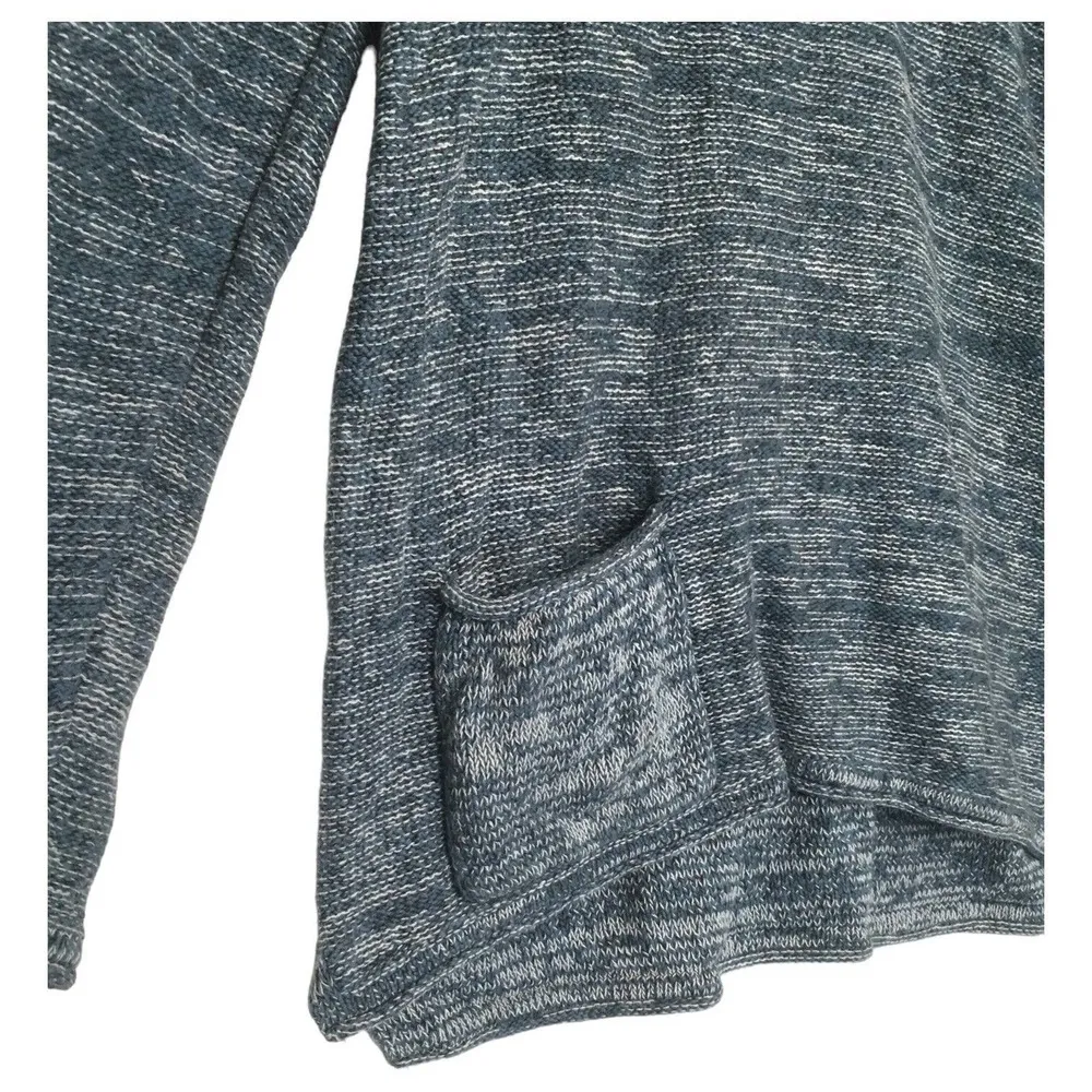 Pure Jill Sweater Womens M J Jill Knit Long Sleeve 1 Patch Pocket Marled Teal - Image 4
