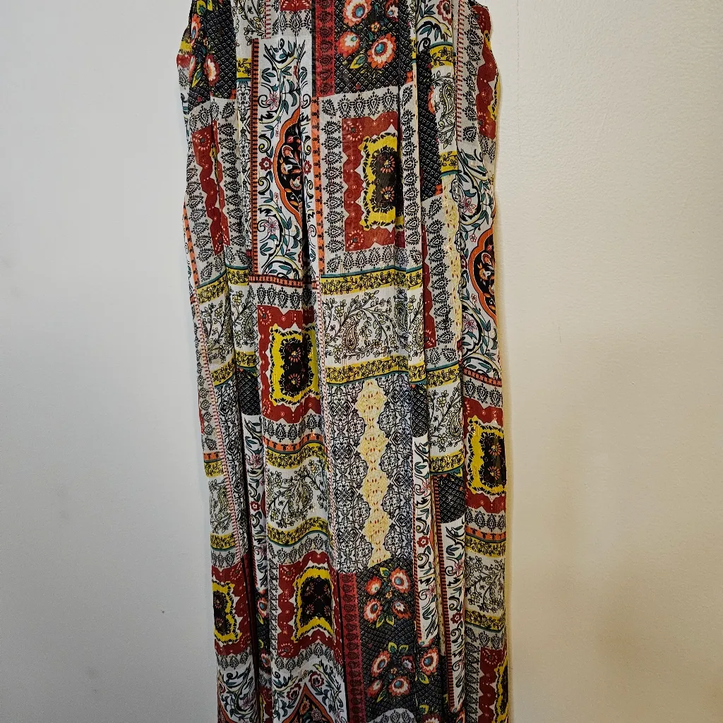 T Tahari Halter-Neck Chain Maxi Dress Women's Bohemian Woodland Patchwork Print - Image 4