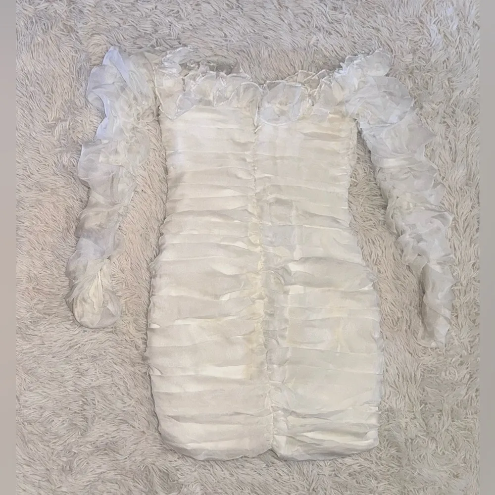 NWOT House Of CB 'Astrid' Ivory Strapless Ruffle Mini Dress sz S - Image 7