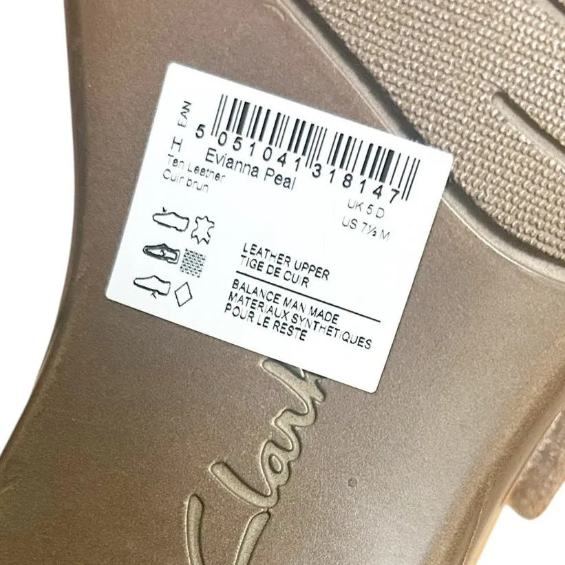 Clarks Brown Leather Evianna Peal Shoes Sz 7.5 - Image 6