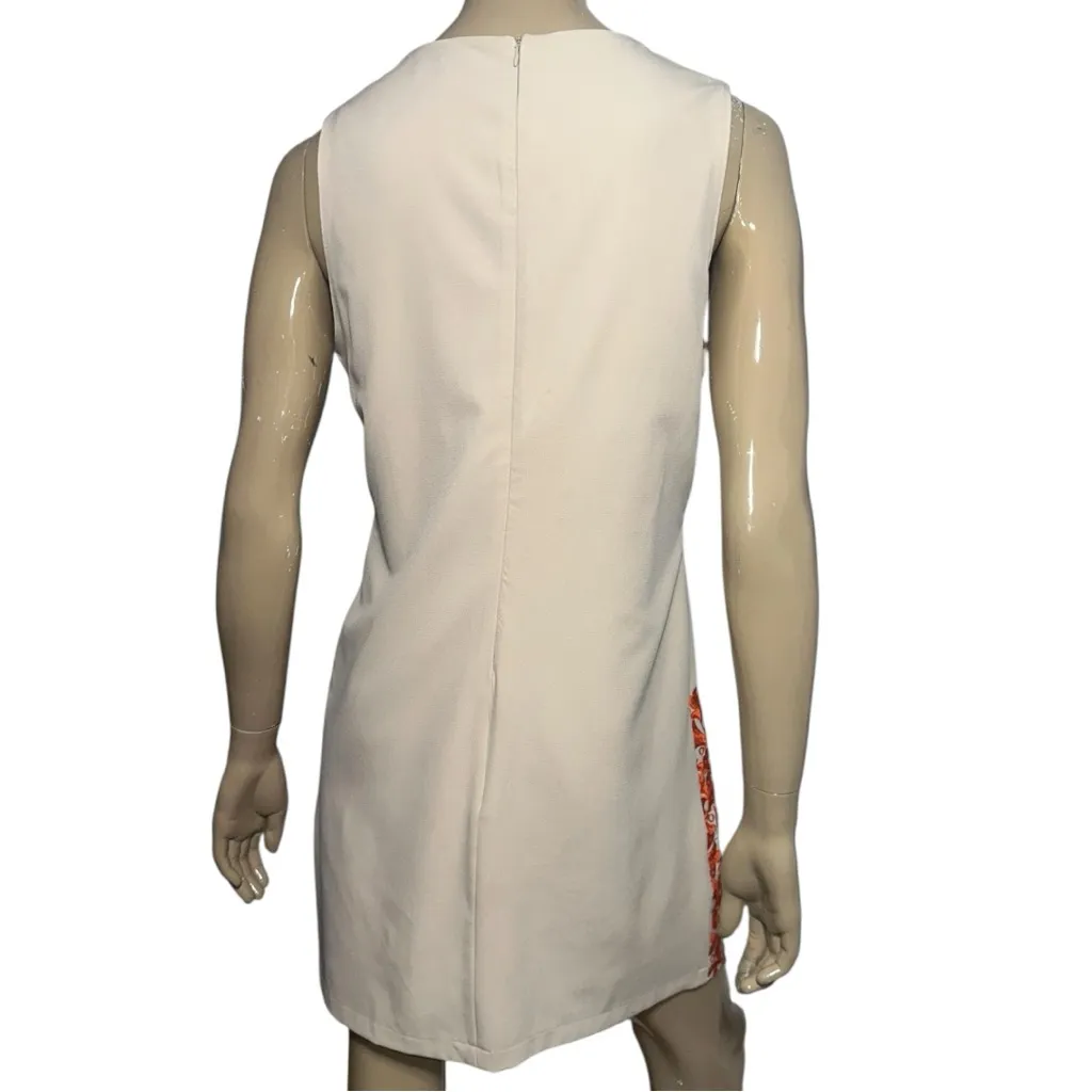 Lucy Paris Women’s Size L Cream Tan Orange Lace Hem Tank Sleeveless Sheath Dress - Image 4