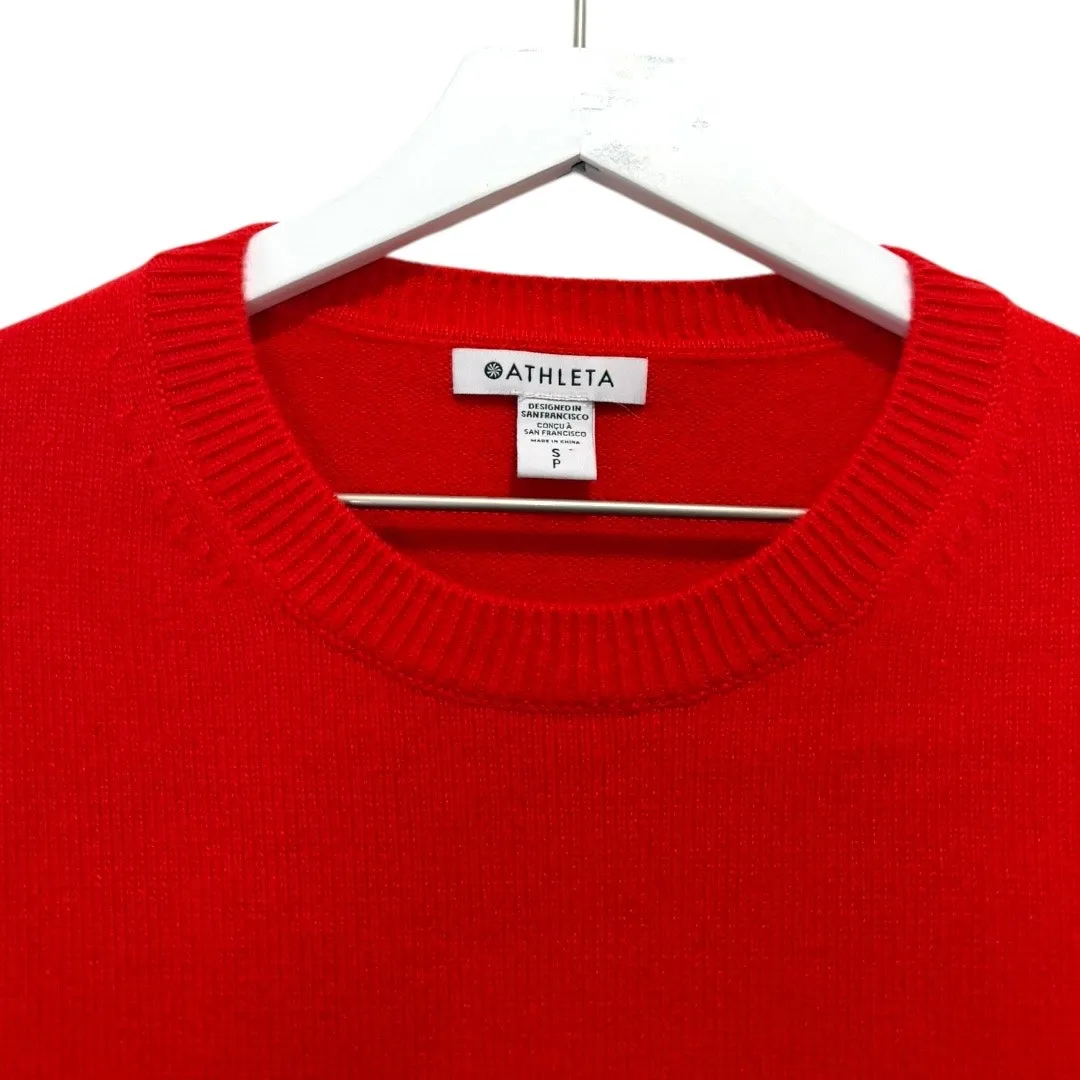 Athleta Alpine Crewneck Sweater Red Easy Care Knit Pullover Size Small - Image 5