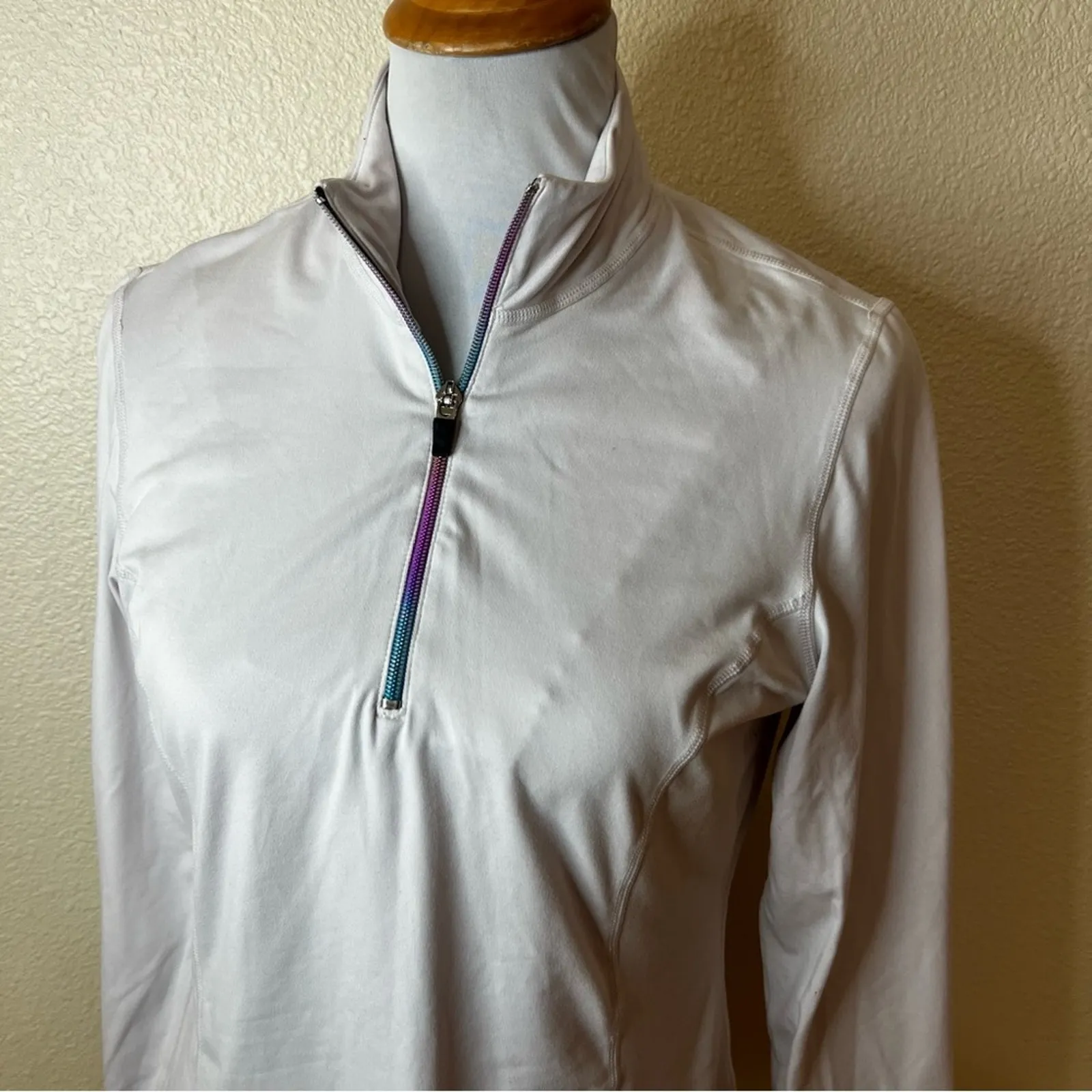 Snow Angel white rainbow quarter zipper long sleeve pullover sweater MEDIUM - Image 3