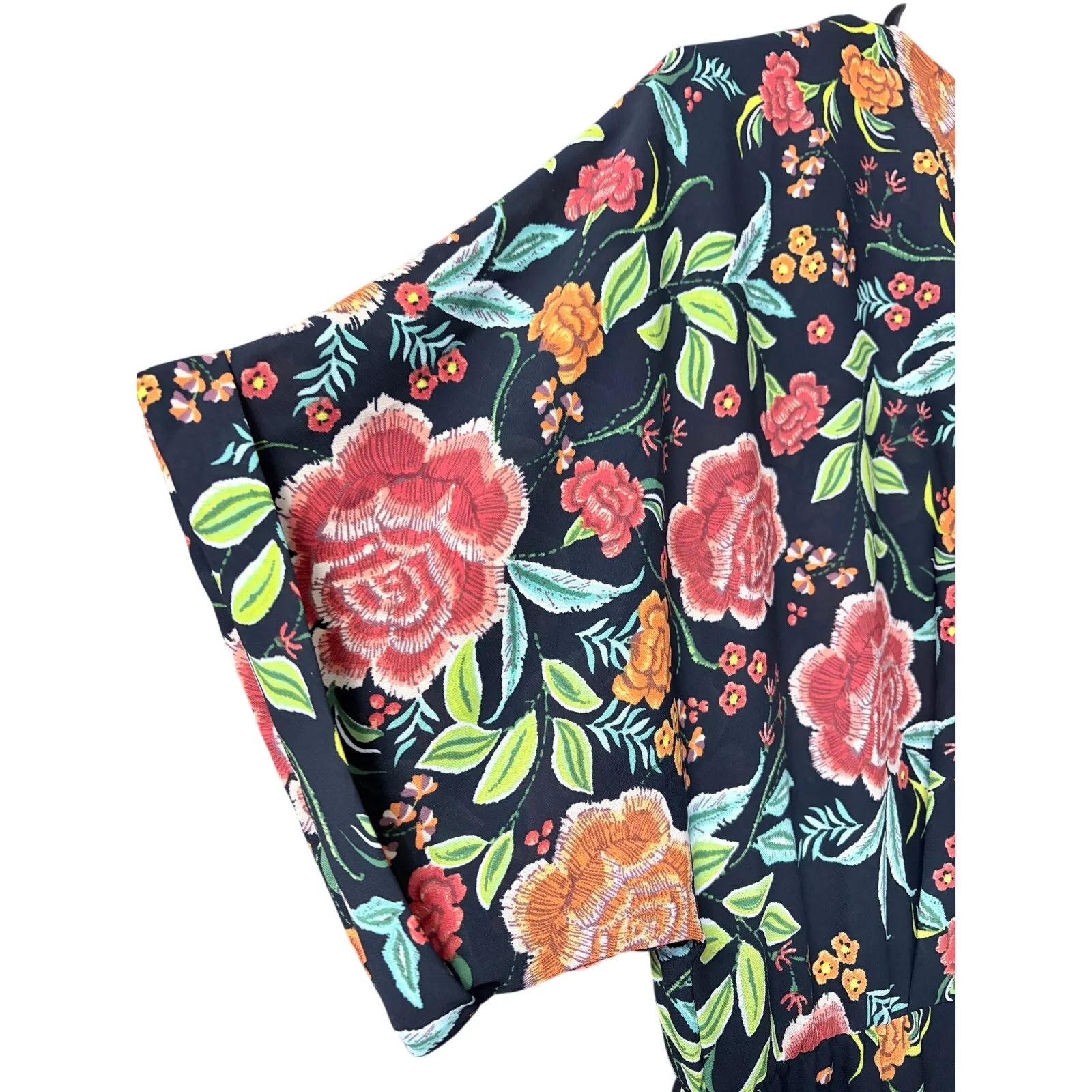 Zara Printed Kimono Kaftan Blouson Dress Floral Flowers size XS - Image 11