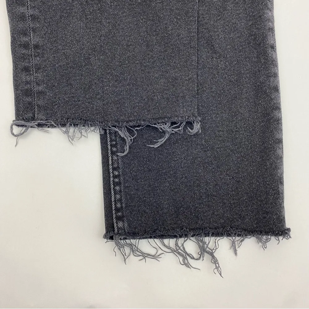 Re/Done Originals 70s Stove Pipe Straight Jeans Faded Coal With Rips Distressed - Image 11