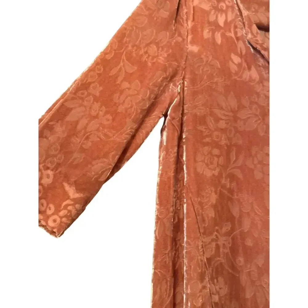 Sundance Velvet pink floral burnout S boho tunic 3/4 sleeve silk blend - Image 3