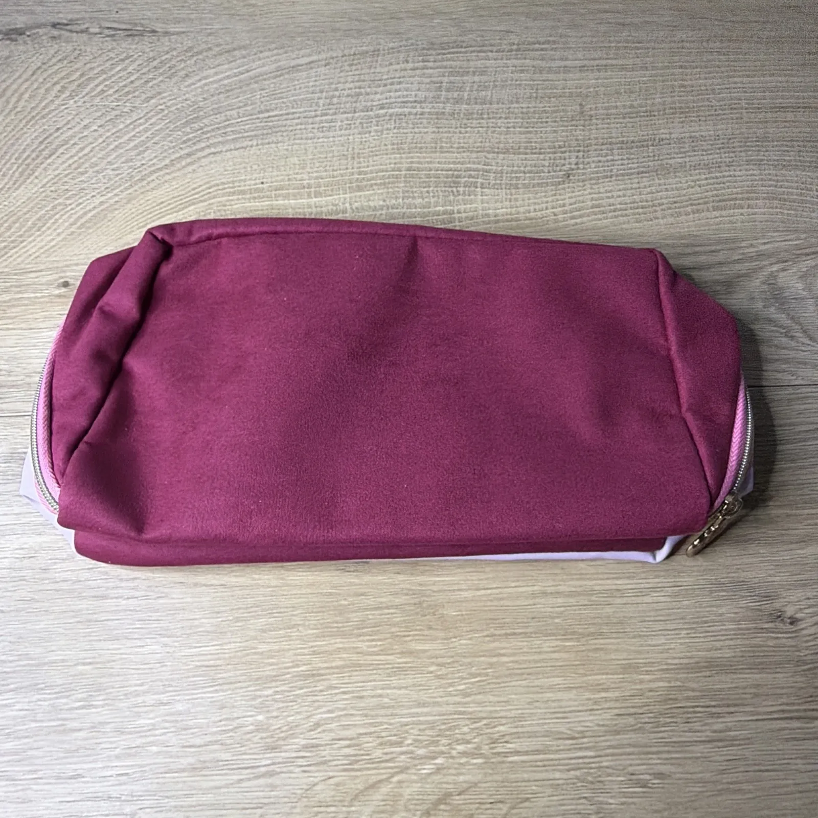 Mary Kay Makeup Bag Pouch Lilac Maroon Pink Flower Zippered Vanity Travel Case - Image 3