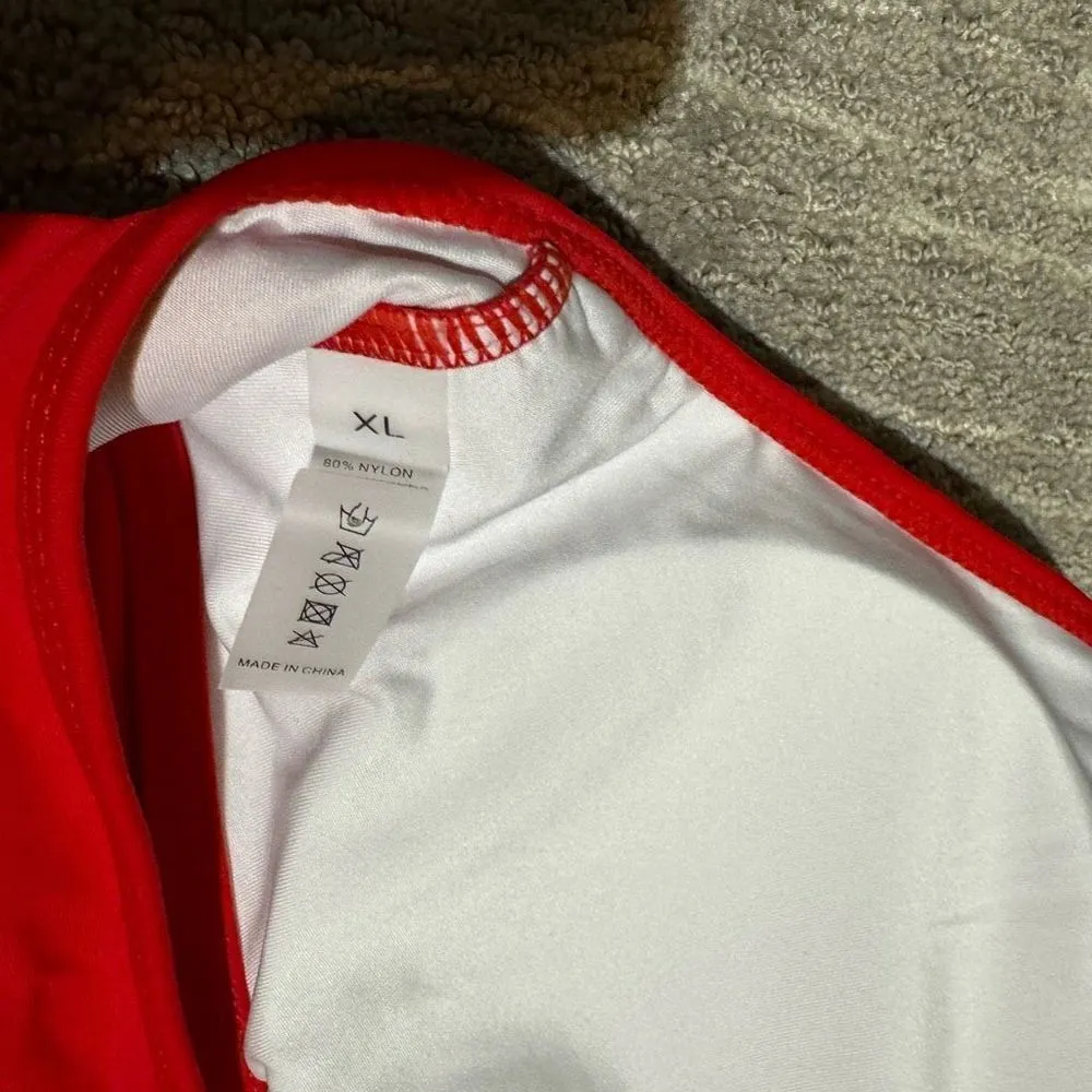 Suuksess Cherry Red High Waist Halter Neck Mesh Bikini Swimsuit XL NWT - Image 7