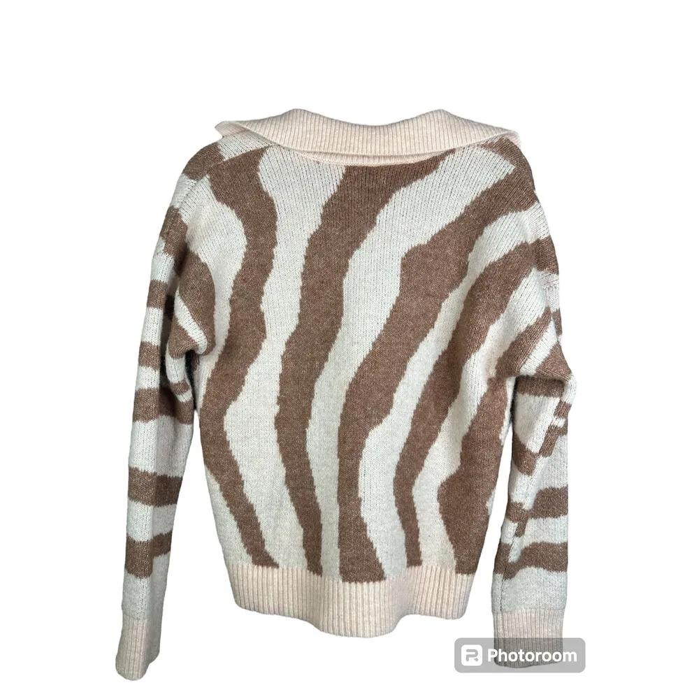 Nine West Long Sleeve Collared V Neck Wool Pink Pullover Sweater Size Small - Image 2