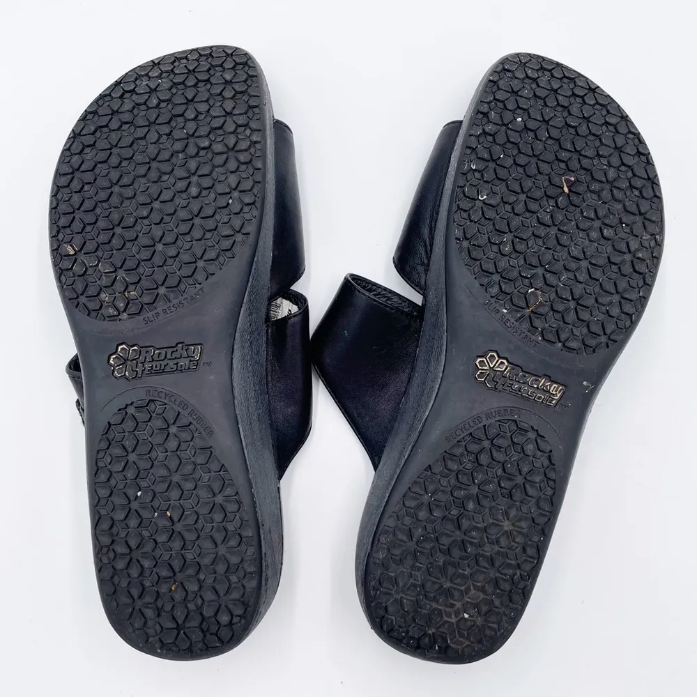 Rocky 4EurSole Golden Day Women's Black Leather Slide Sandals US Size 10 - Image 9