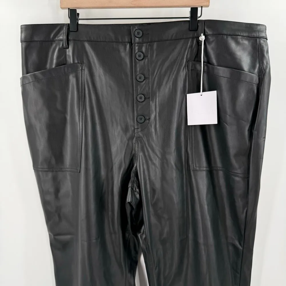 Pistola Pants SZ 24W Tammy High Waist Button Fly Black Faux Leather Trousers NWT - Image 10