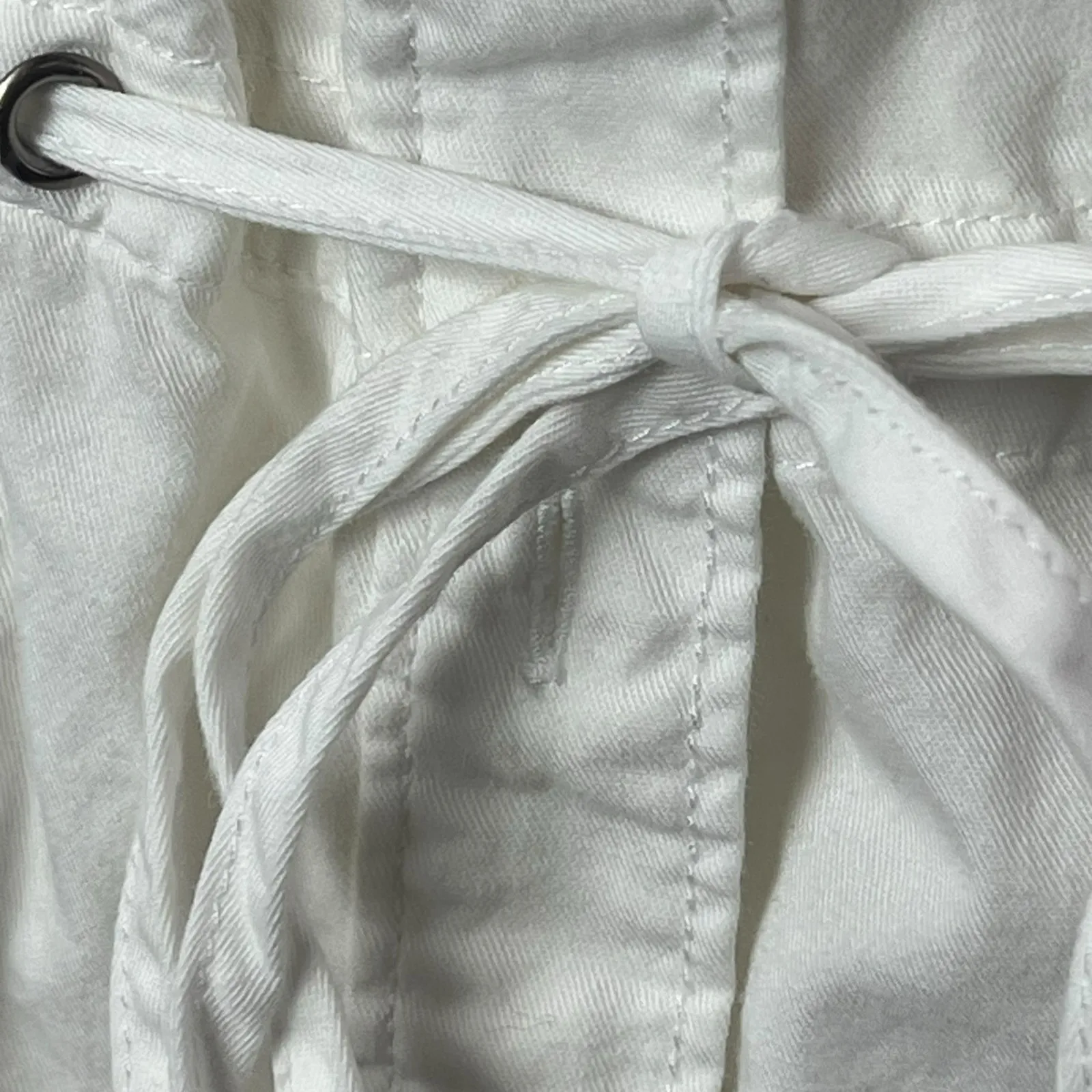 Paige Women's White Short Sleeve Button Up Tie Waist Shirt Mini Dress Size M - Image 3