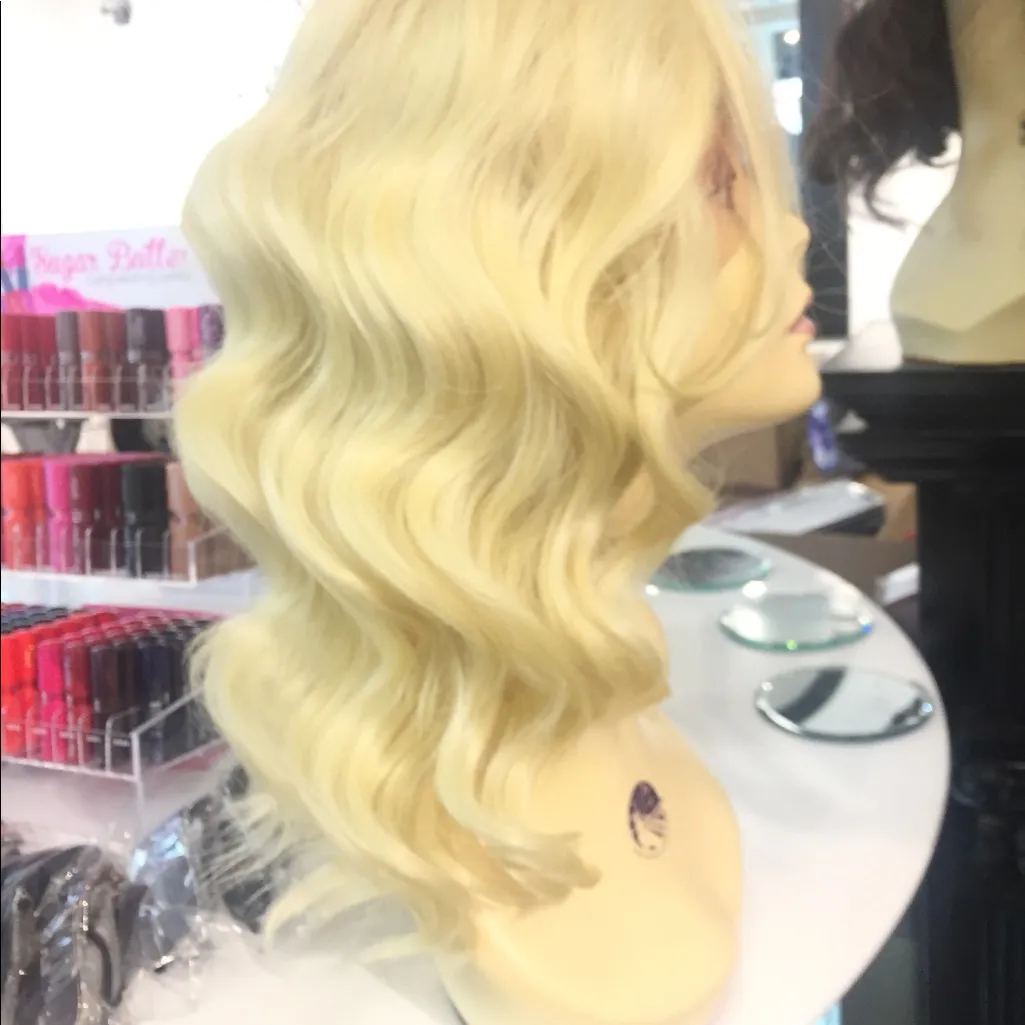 blonde wig sale human hair Blende Wavy 613 Wig - Image 4