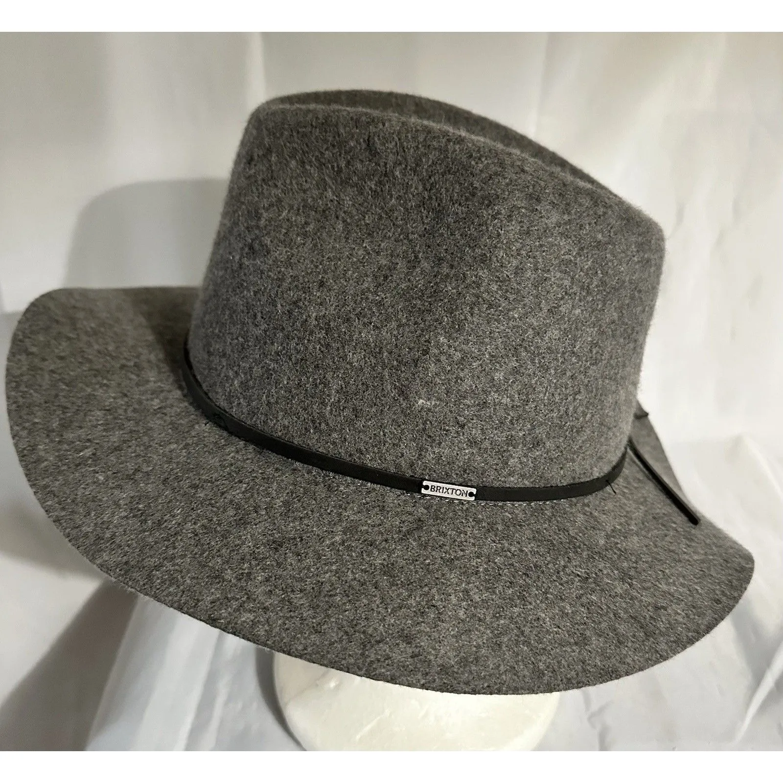 Brixton Unisex Welsey Fedora Hat Dark Gray Wool Size S Adjustable Band - Image 2
