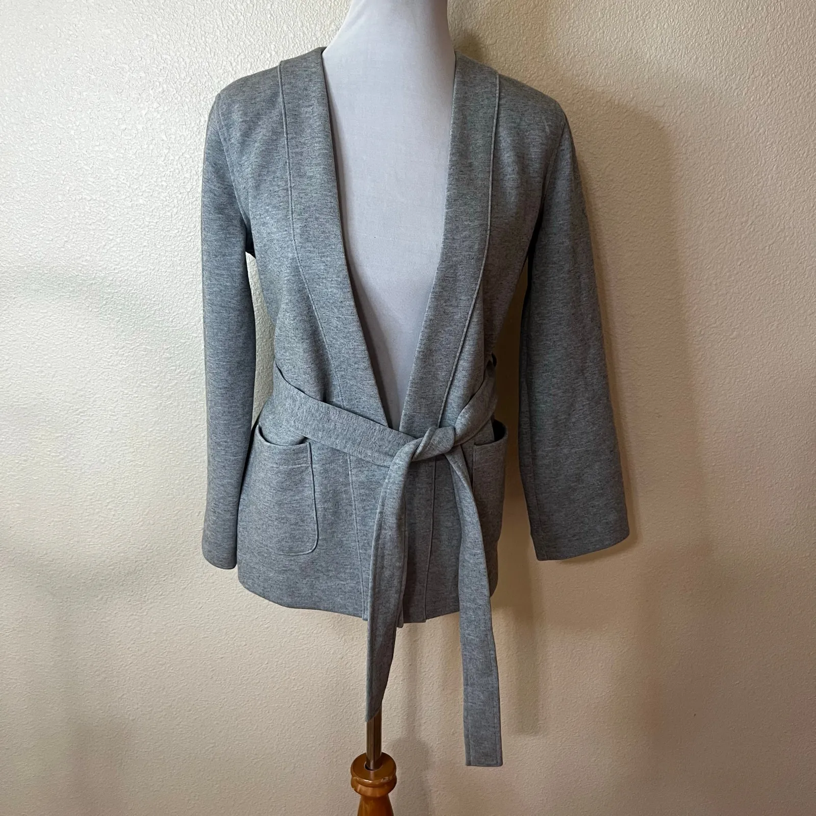 J. Crew Belted sweatshirt blazer cardigan sweater in heather grey WOMENS XS - Image 5