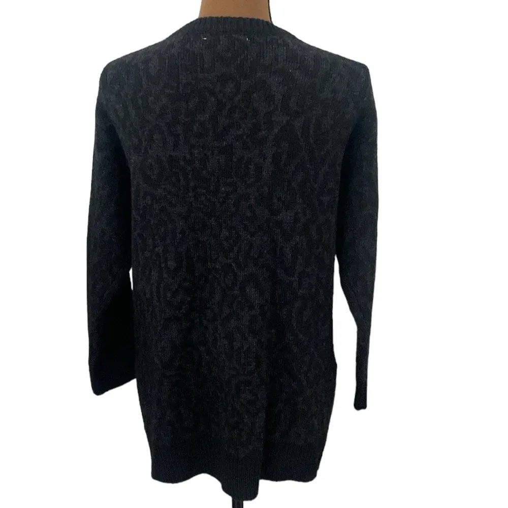 IRO Jasek leopard print longline alpaca wool blend cardigan charcoal black sz XS - Image 4