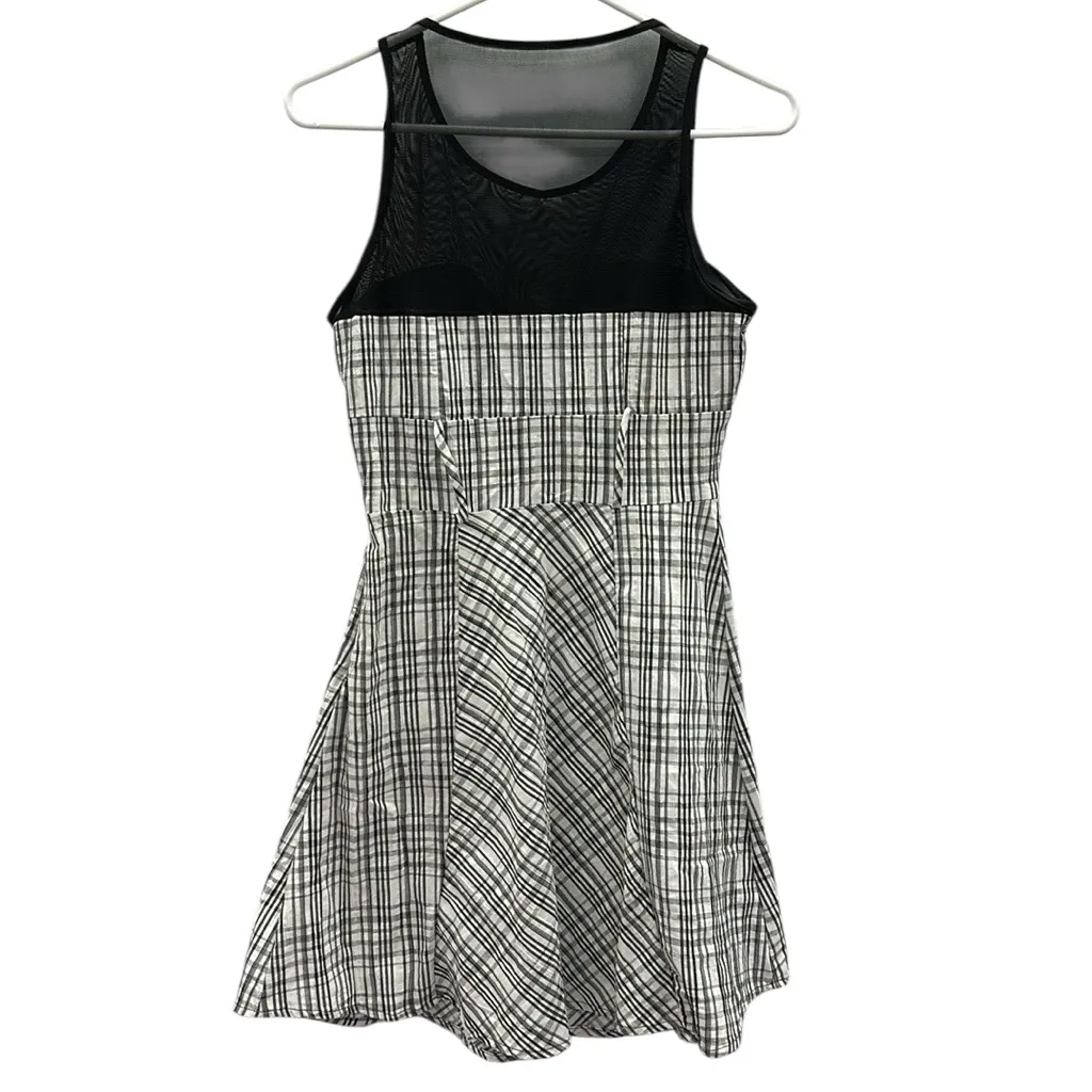Volume One Sleeveless Mesh Top Plaid Bottom Wide Belt Loop Dress Juniors 11 White Size undefined - Image 8