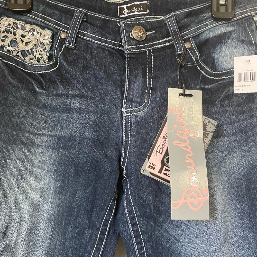 Soundgirl boot cut sz 9 dark blue jewel jeans - Image 7