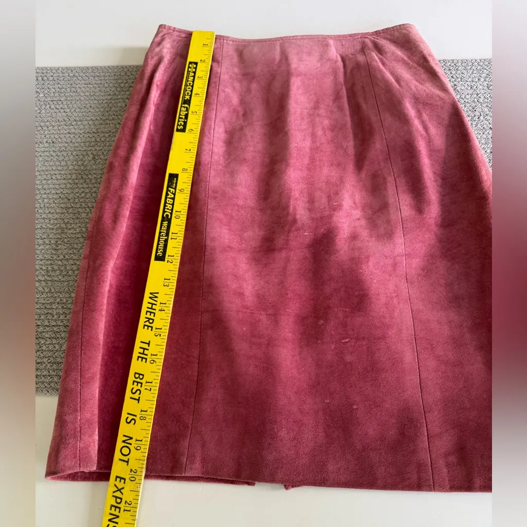 Vintage 70s 80s CHIA Pink Mauve Suede Leather Mini Skirt Size 8 - Image 8
