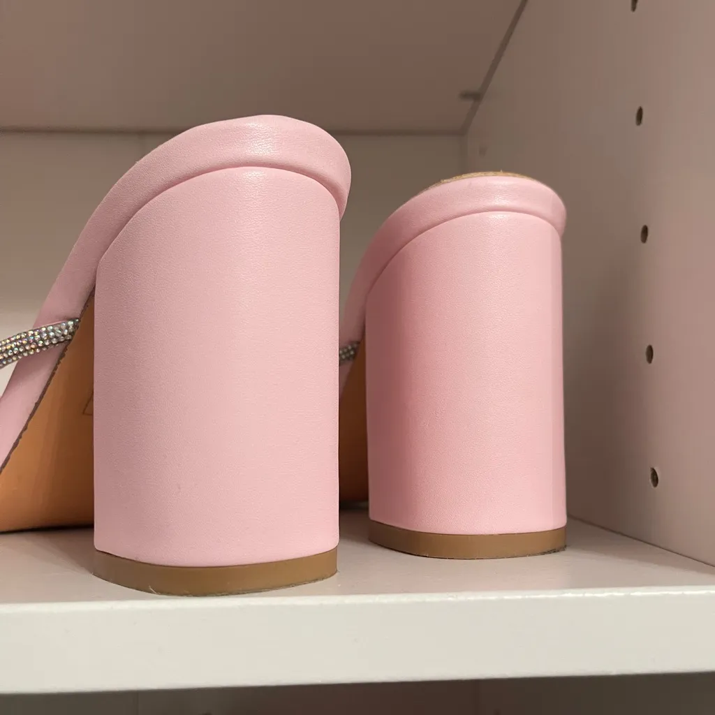 Windsor Pink Strappy Block Heels - Image 4