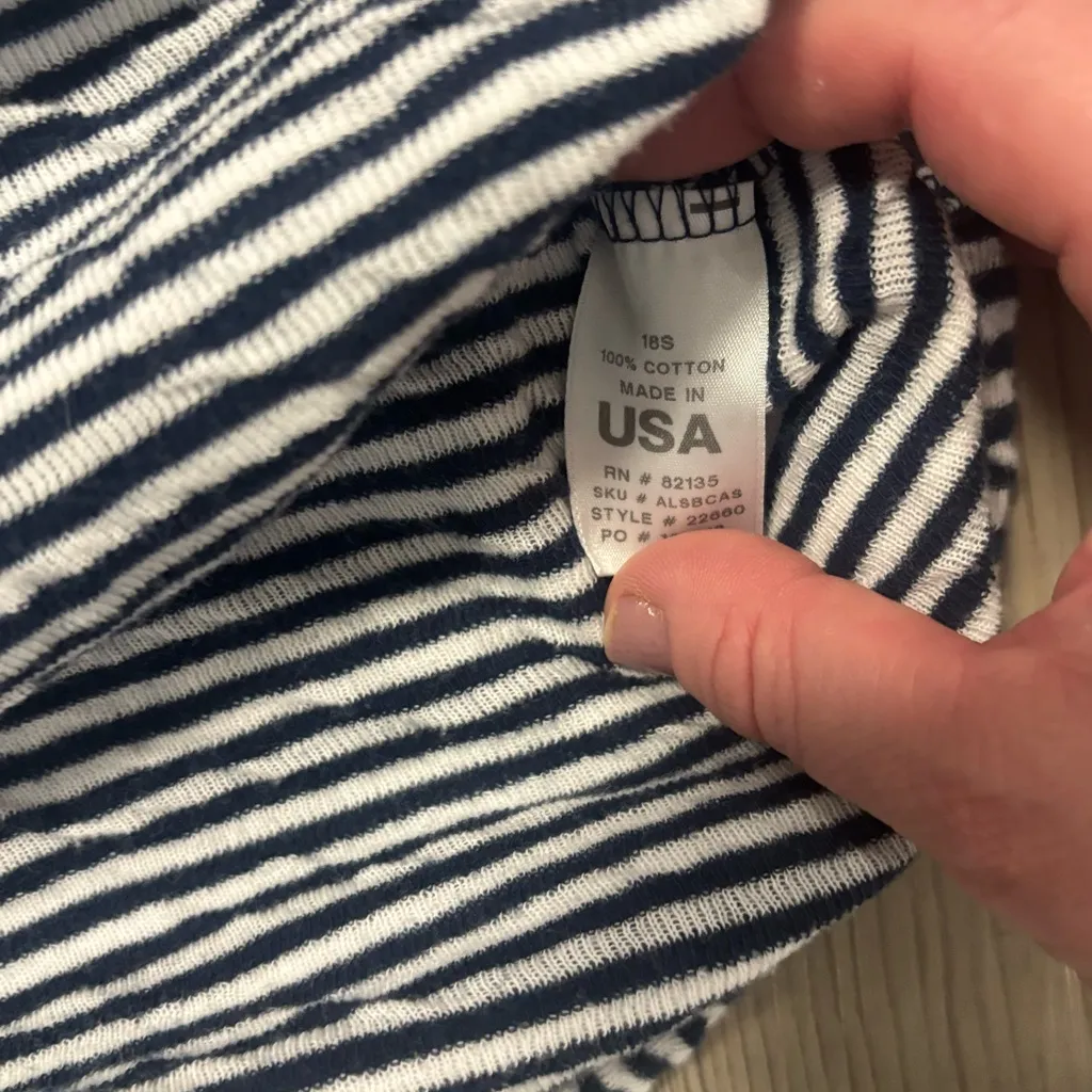 Fresh Produce Navy and White Striped Long Sleeve Top - Image 4