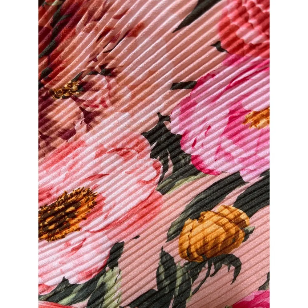 Express Floral Print Faux Wrap Puff Sleeve Cropped Top Sz L - Image 7