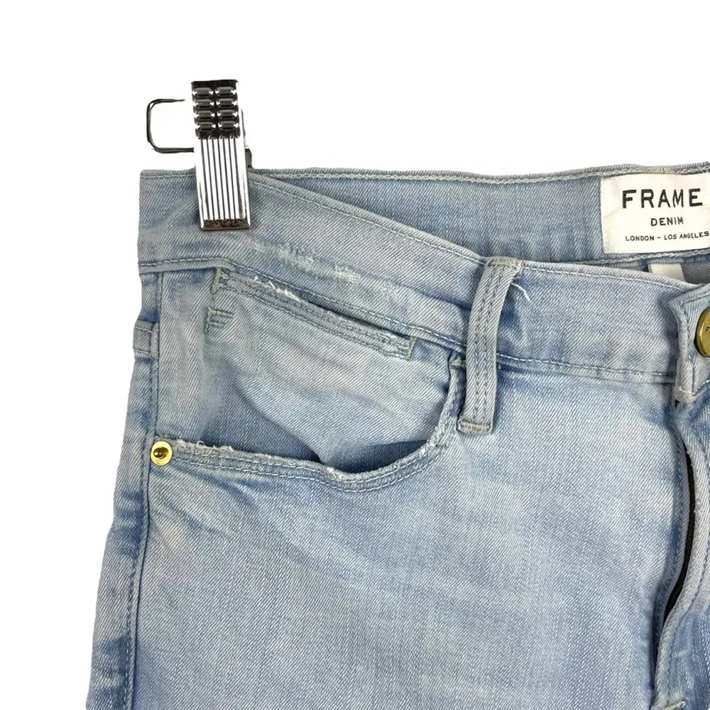 FRAME Le High Skinny Crop Stretch Light Wash Denim Jeans in Hepburn Road SZ 28 - Image 5