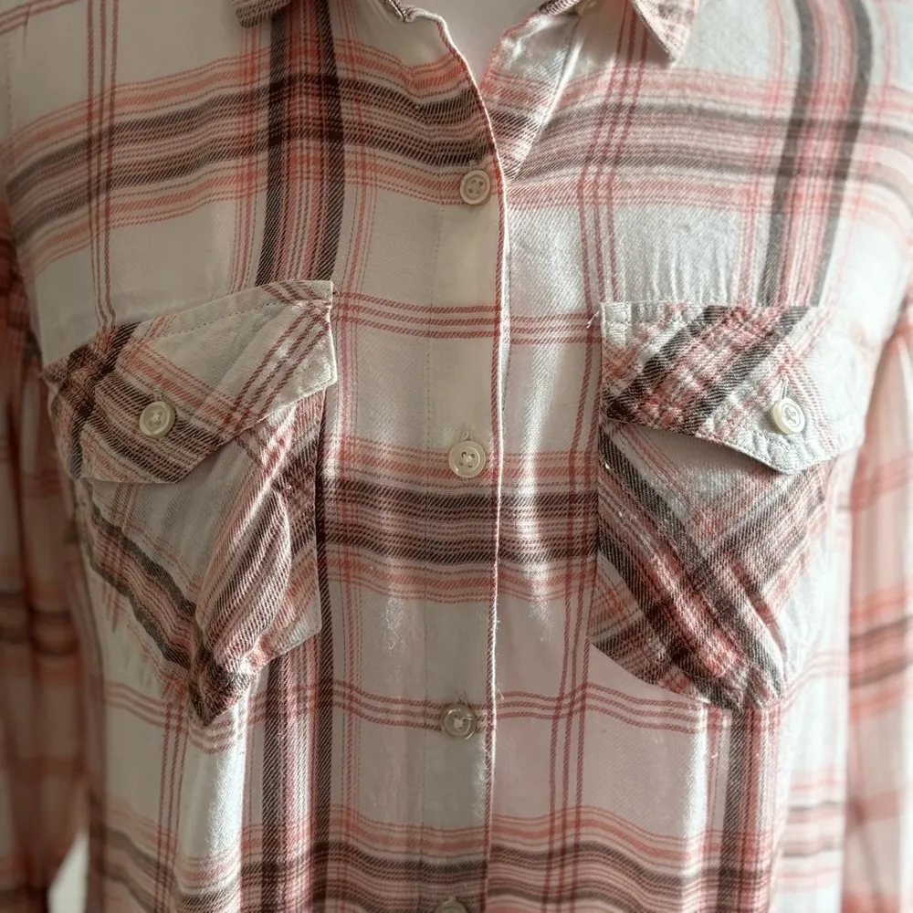 Long Sleeve Button Down Plaid Size S - Image 3