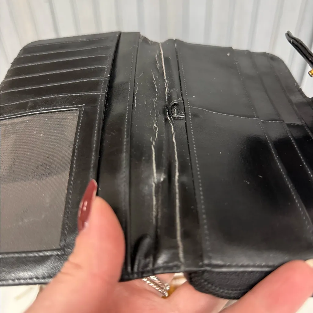 Vintage Lee Sands Black Eel Skin Long Wallet with Kisslock Coin Pouch - Image 7