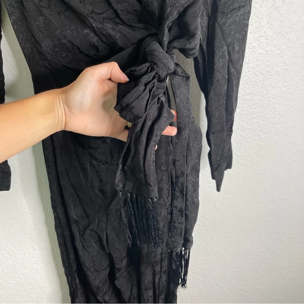 Jonathan Simkhai Julia Wrapped Jumpsuit Black Satin Size 2 - Image 5