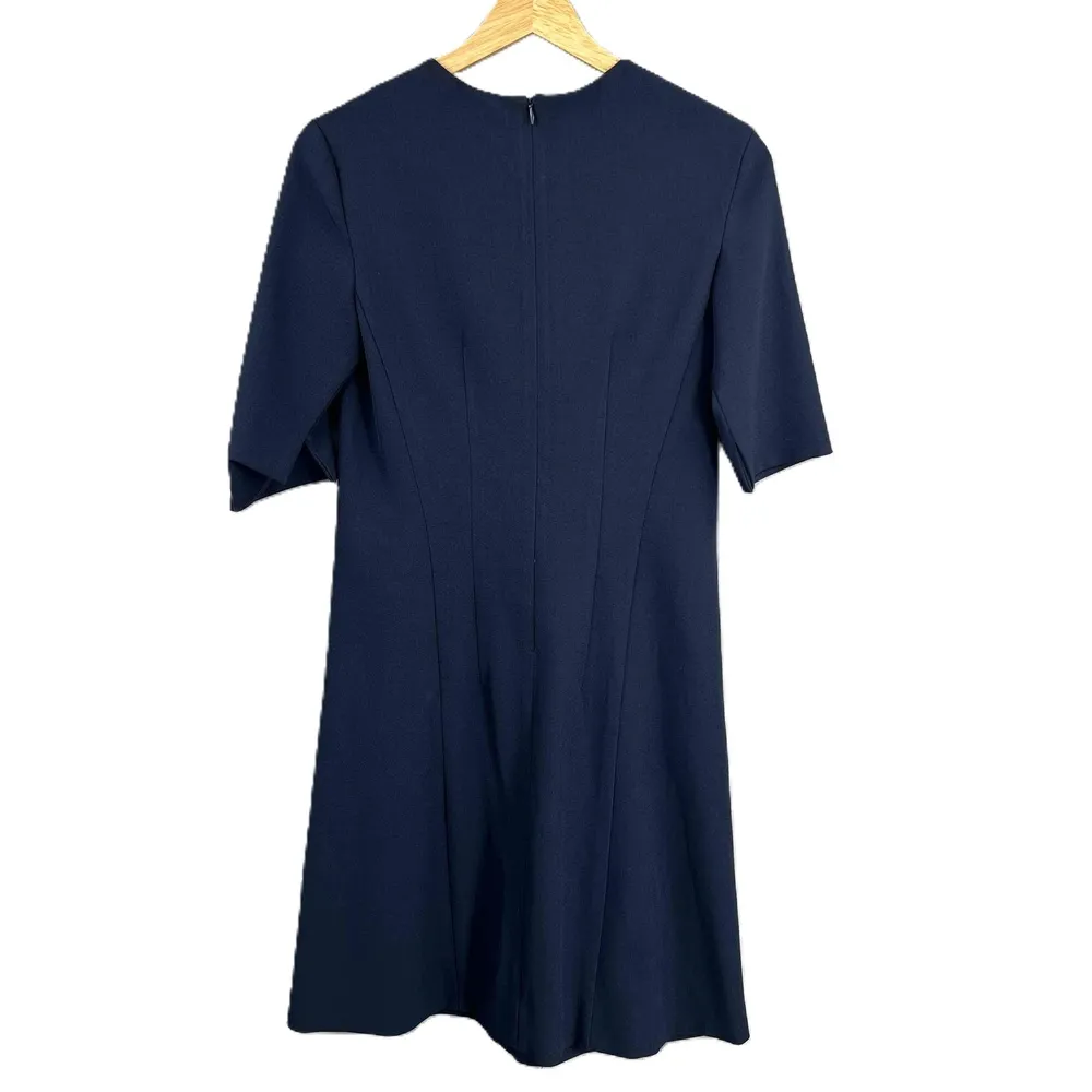 MM LaFleur Navy Dress Crew Neck Solid Short Sleeve Business Office Size 2 - Image 3