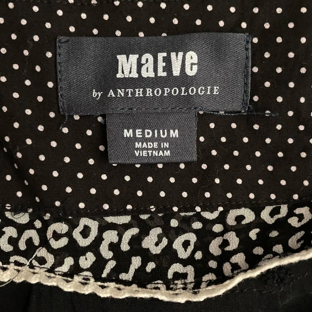 Anthropologie Maeve Size M Carolyn Leopard Print Mini Dress Surplice Neckline Black Size M - Image 5