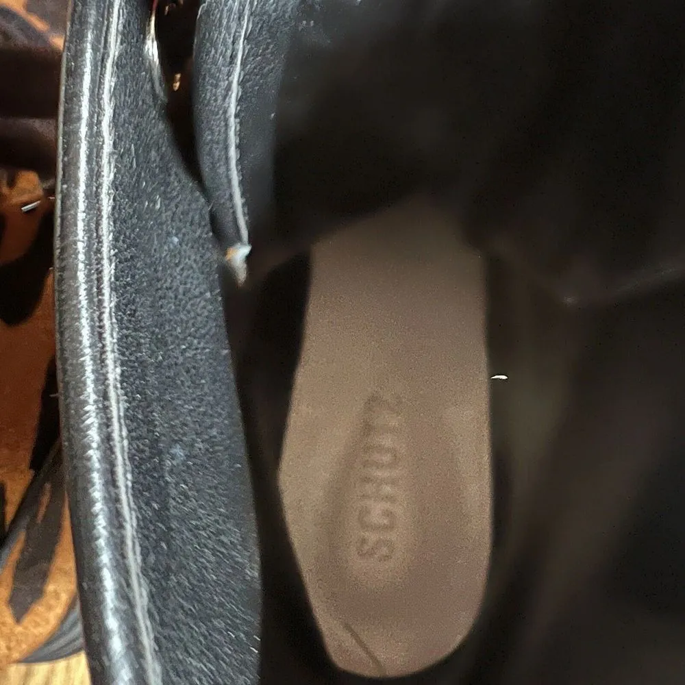 SCHUTZ Maylova Leopard Combat‎ Boot Lugged Calf Hair Lace Up Women's 6B - Image 5