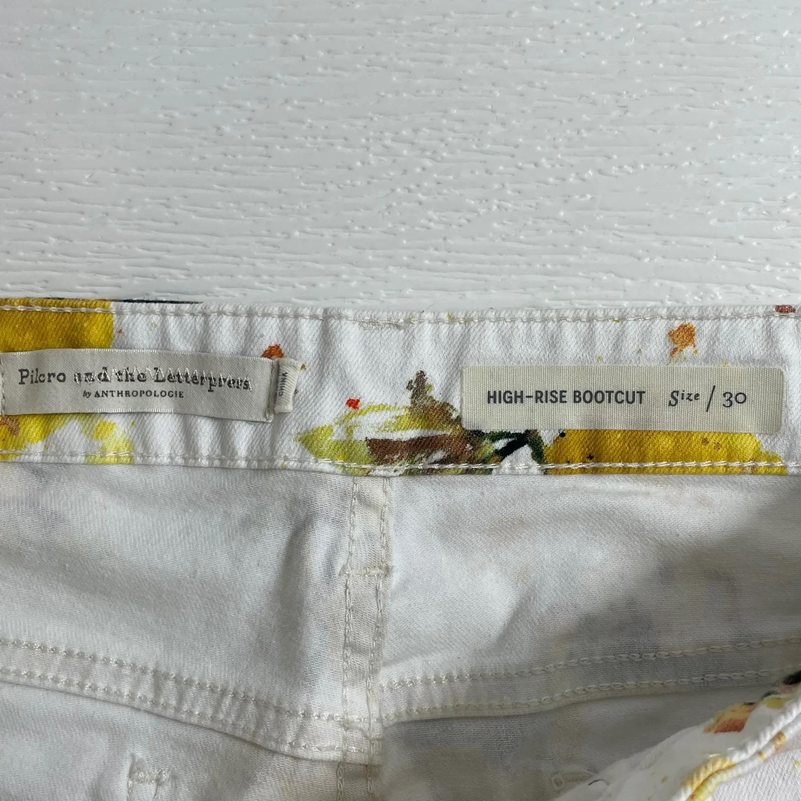 Anthropologie Pilcro and the Letterpress High Rise Bootcut Jeans Sz 30 Lemon White - Image 6