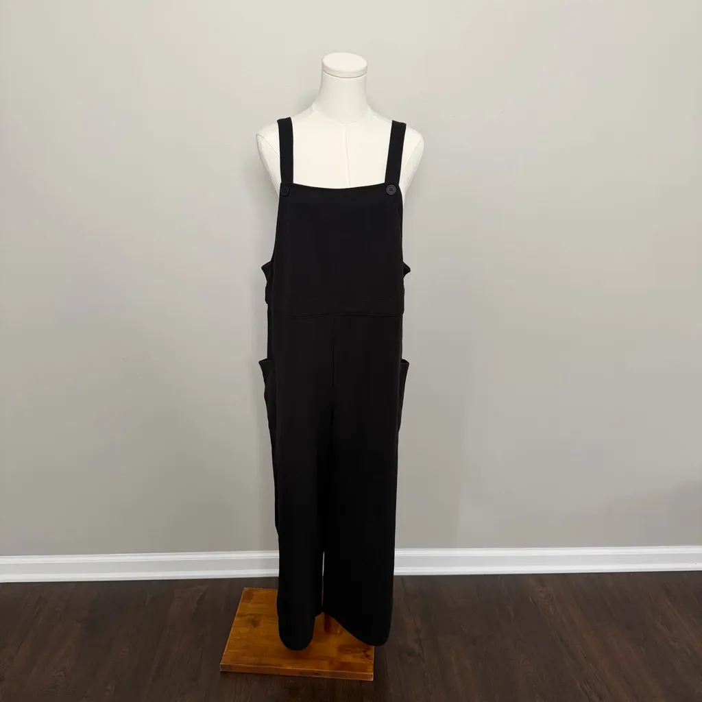 Halara Jumpsuit Overalls Wide Leg Cargo Pockets Stretch Travel Lounge Black - Image 3