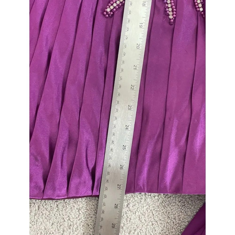 Johan's Fashion‎ One Shoulder Silk Satin Dress, Purple Size 14 - Image 11