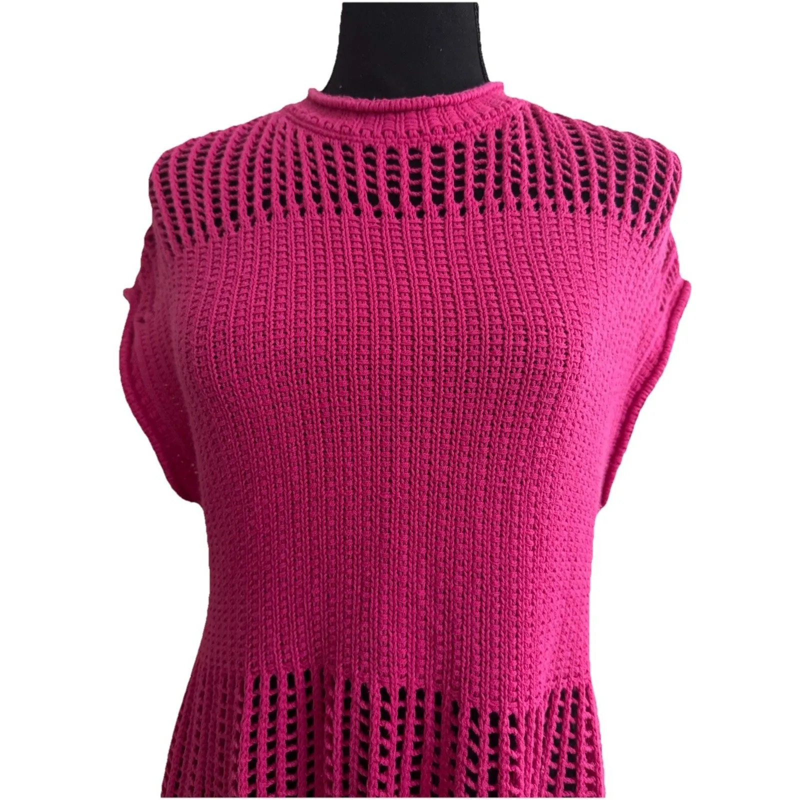 NWOT ANNA & AVA Hot Pink Long Crocheted  Dress‎ Size SM  BOHEMIAN Fairycore - Image 4