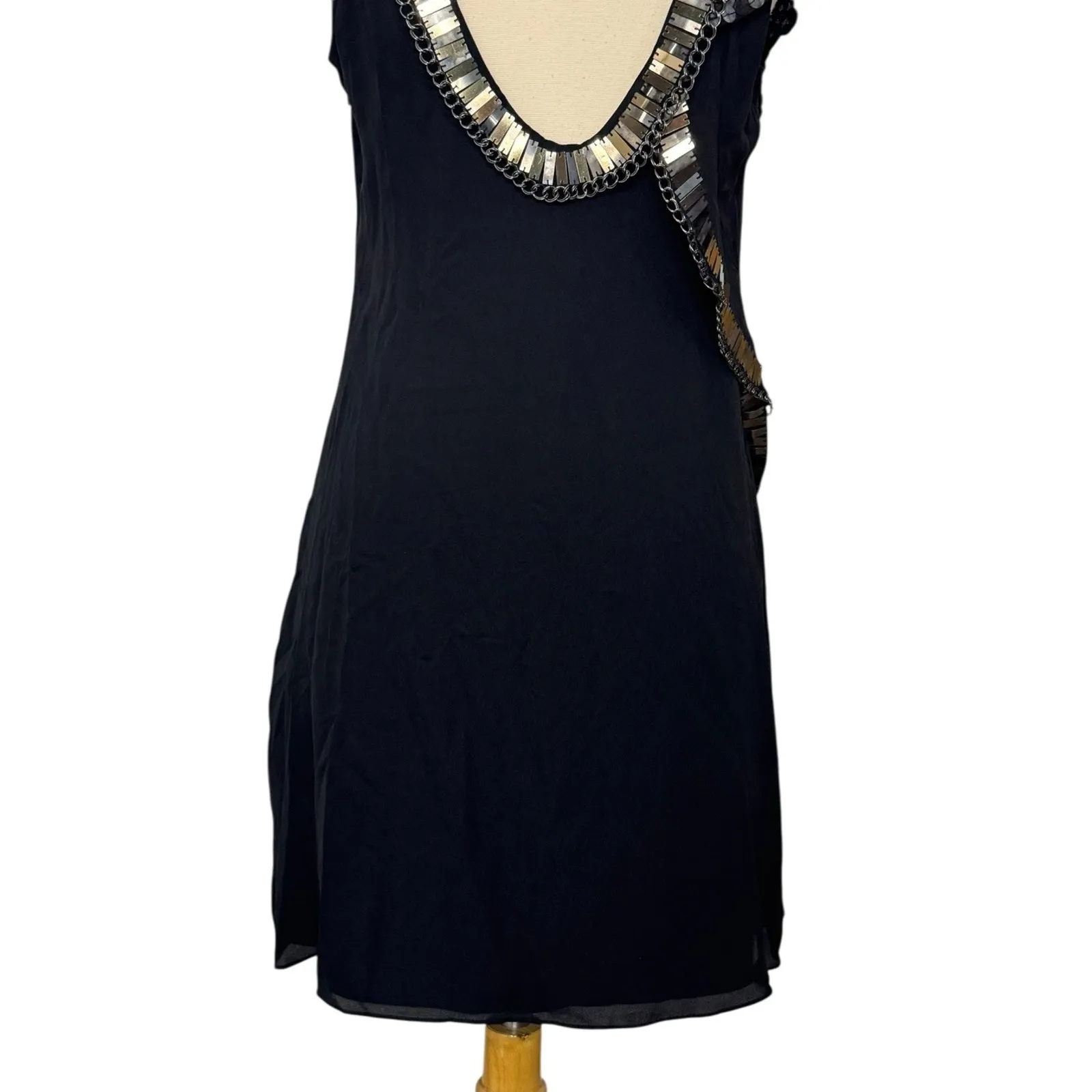 KAREN MILLEN Silk Beaded Sequin Mini Dress Asymmetric Party Formal Red Carpet 8 - Image 9