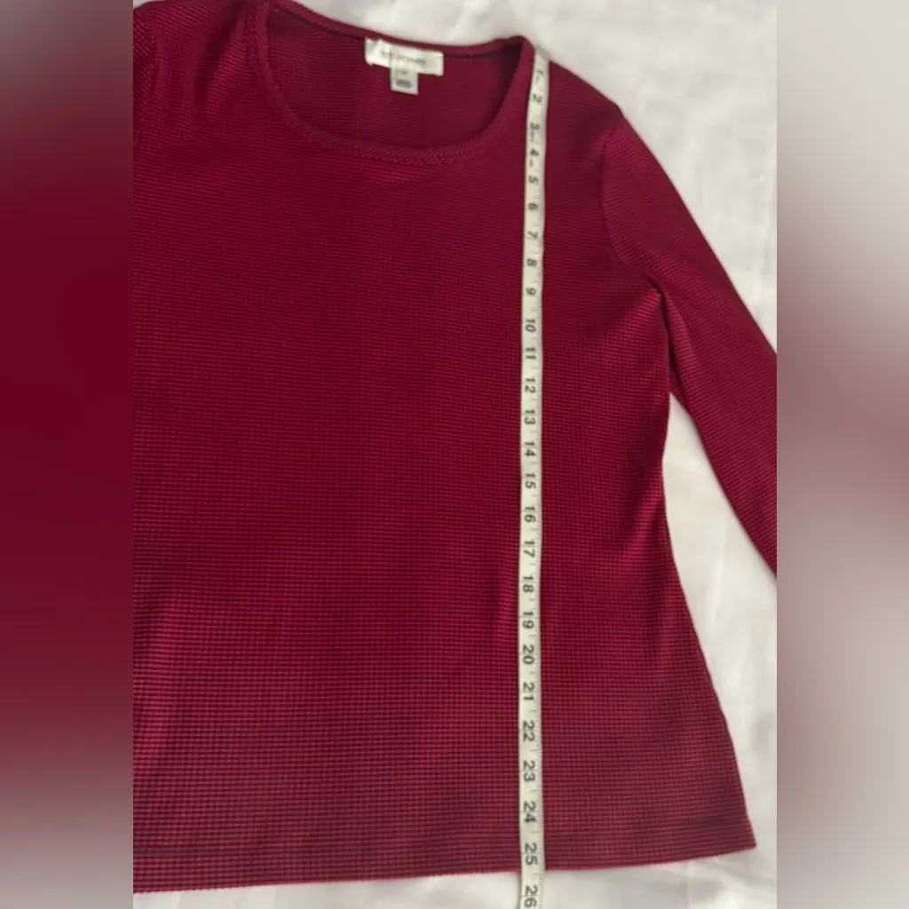 ST. JOHN Women’s Red & Navy Blue Striped Top Crewneck 3/4 Sleeve Size Medium - Image 3