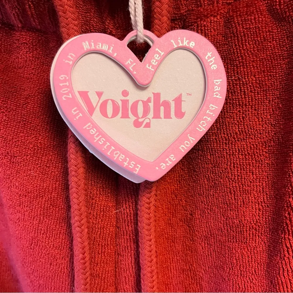 Voight Pajama Pants Red Holiday Wide Leg Terry Embroidered PJ Pants Sz M NWT Size M - Image 11