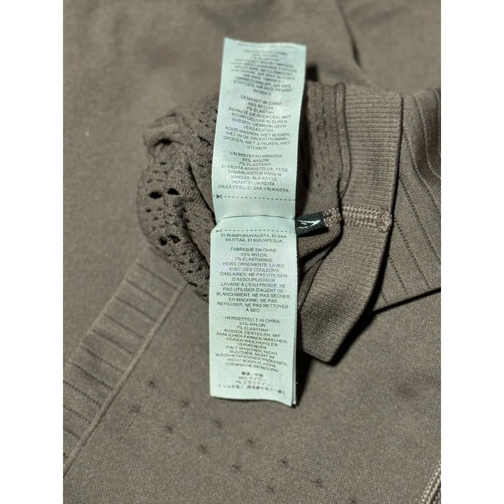 Gymshark Womens XS Light Brown Ribbed Seamless Leggings High waist Tummy Control - Image 14