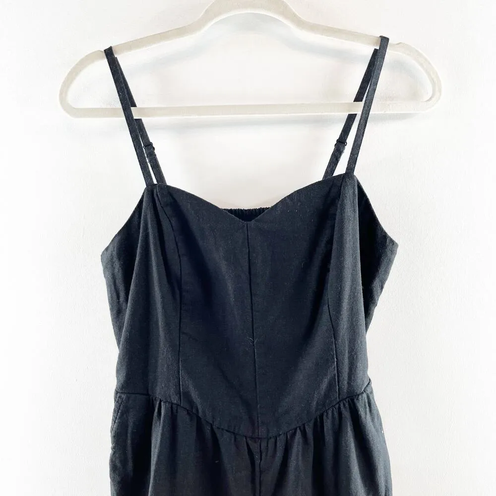 Old Navy Cami Linen Blend Shorts Romper Black Medium - Image 9