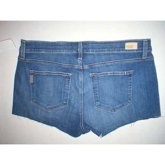 New Womens NWT 29 Paige Premium Denim Designer Shorts Blue Cut off Frayed Jean - Image 2