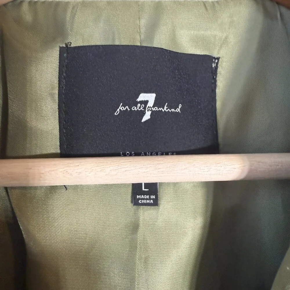 7 For All Mankind Cropped Blazer Jacket Women's Large Green Preppy Career Casual - Image 7