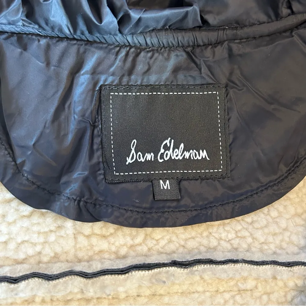 Sam Edelman Mixed Media Faux Shearling Puffer Coat Hooded Faux Fur Medium - Image 6