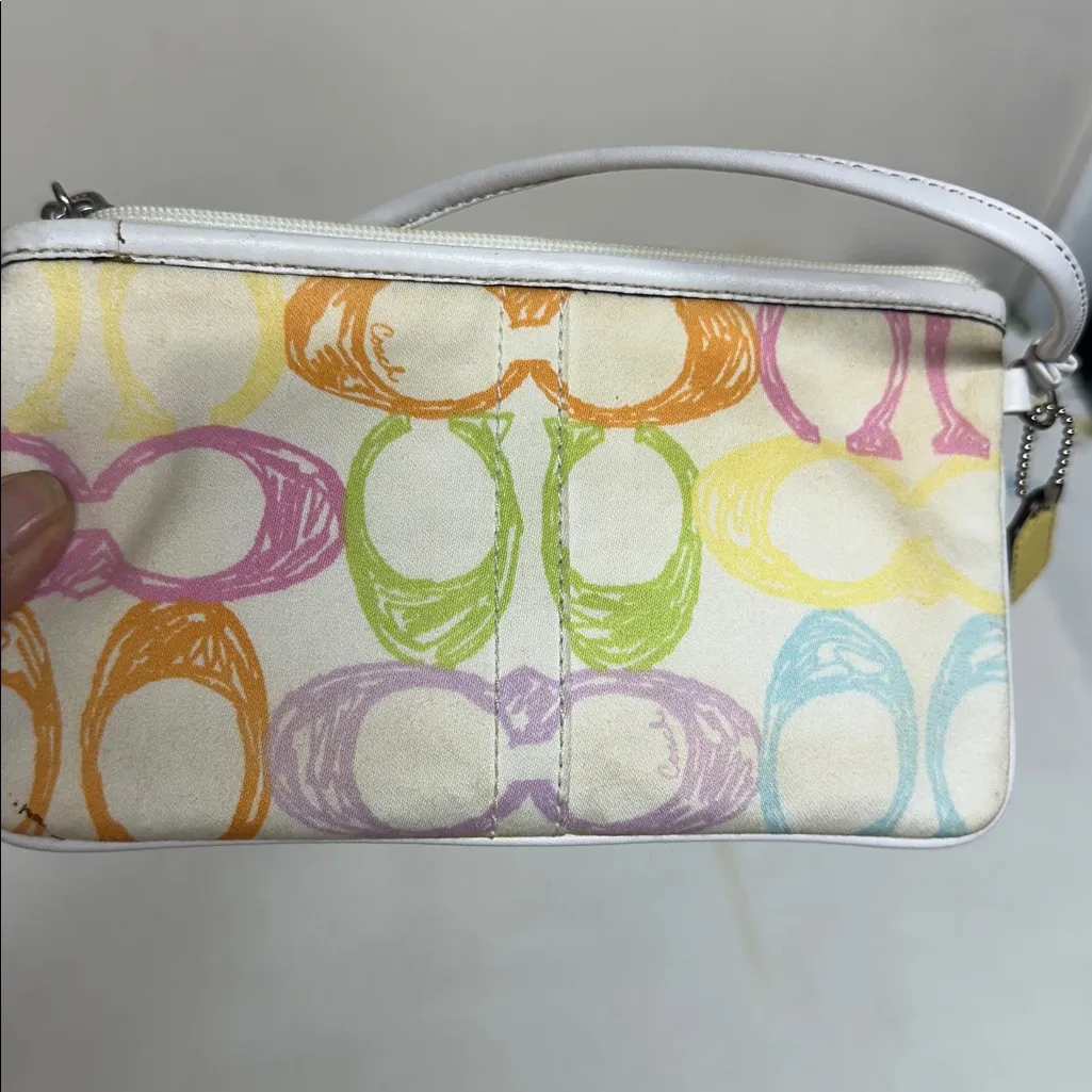 Coach Wristlet Wallet Hampton Scribble Signature C Pastel Colors Retro Y2K Purse - Image 3