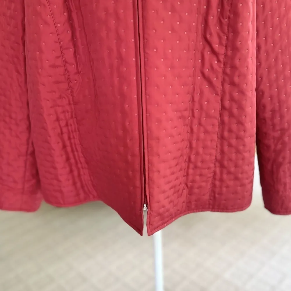 Talbots  Brick Red Textured Polka Dot Lightweight Jacket 18P - Image 5