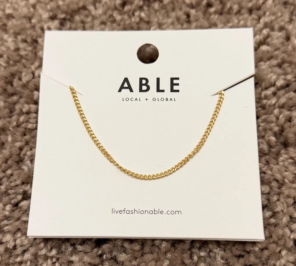 Gold Curb Chain Necklace - Image 1